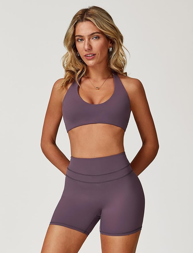 Two piece yoga short set for women with Halter top and gym short Matching workout sets for