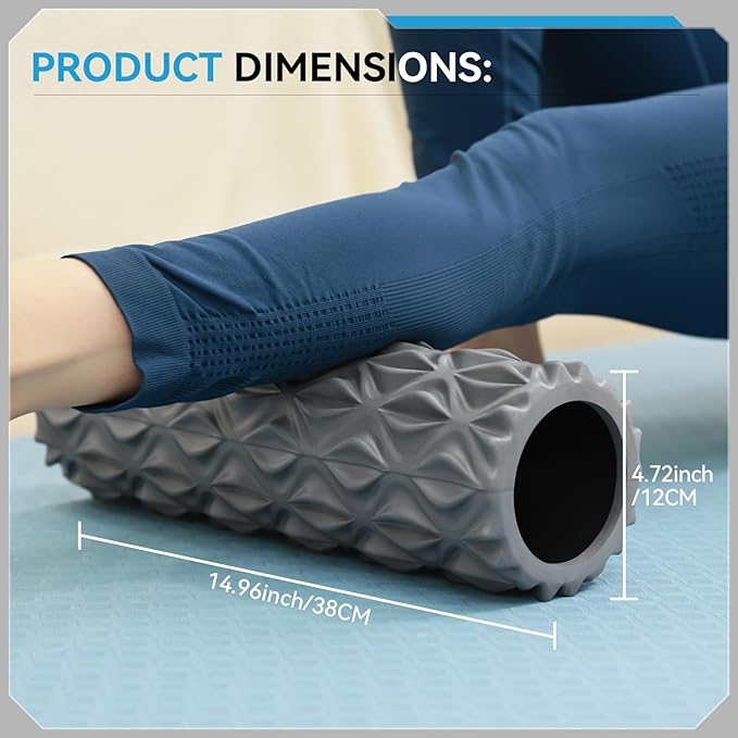 Foam Roller - 15 inch Deep Tissue Massager for Muscle Massage, Myofascial Trigger Point Release