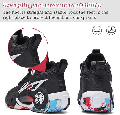 JMFCHI Kids Basketball Shoes High-top Sports Shoes Sneakers Durable Lace-up Non-Slip Running Shoes
