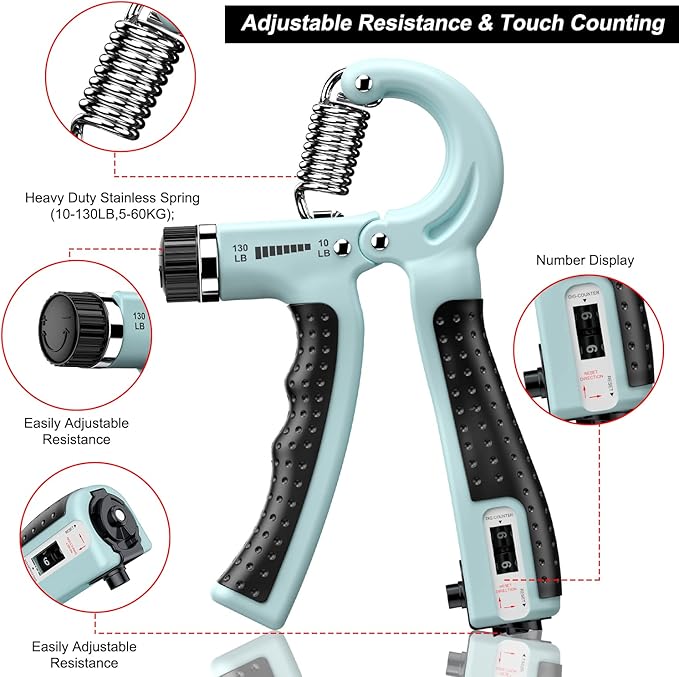 KDG Hand Grip Strengthener 2 Pack Adjustable Resistance 10-130 lbs Forearm Exerciser，Grip Strength
