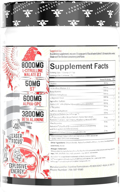 Gauntlet Pre-Workout Powder, Explosive Workouts, Laser Focus, Mid Stim, Amazing Flavor, Veteran