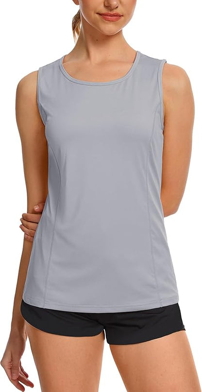TACVASEN Women's UPF 80+ Workout Tank Top Sleeveless Quick Dry Sun Protection Hiking Athletic Gym