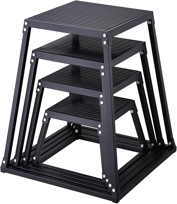 VEVOR Plyometric Jump Box, 18 Inch Plyo Box, Steel Plyometric Platform and Jumping Agility Box