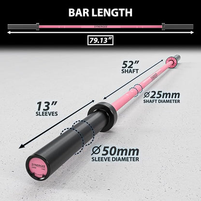 Synergee Games 15kg and 20kg Colored Ceramic Coated Barbells. Rated 1500lbs for Weightlifting and