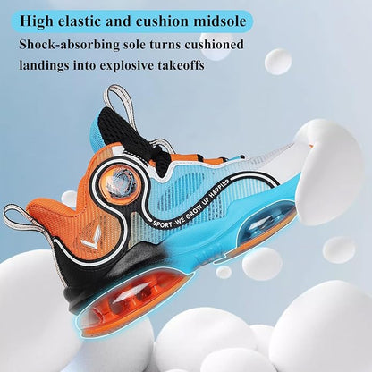 JMFCHI Kids Basketball Shoes High-top Sports Shoes Sneakers Durable Lace-up Non-Slip Running Shoes