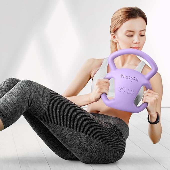 Yes4All Kettlebell, Strength Training Kettlebells for Women, Wide Multi-grip Textured Handle for