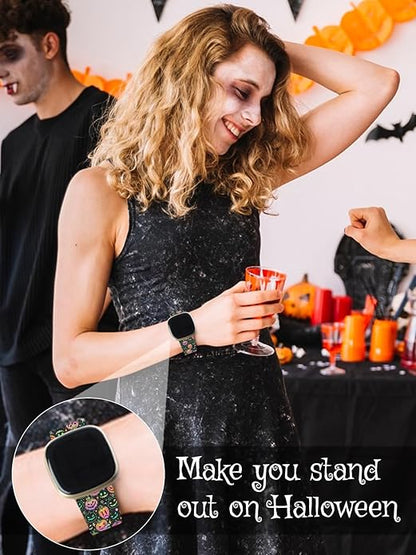 Watbro Halloween Holiday Band Compatible with Fitbit Versa 3 / Sense/Fitbit Versa 4 / Sense 2 Bands
