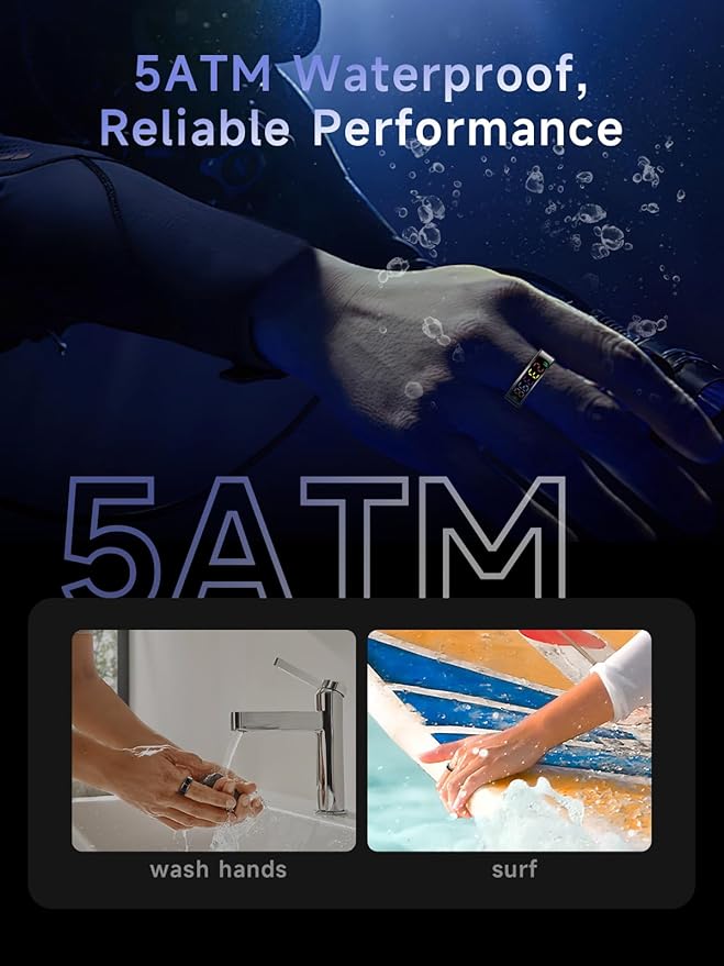 Smart Ring for Women Men, Health Ring with Colorful Display, Fitness Tracker with Heart Rate, Blood