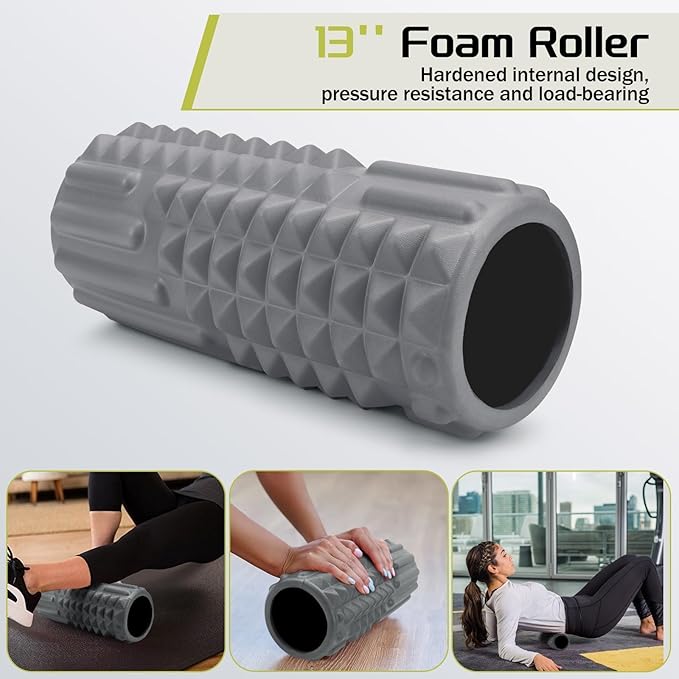 5-in-1 Foam Roller Set, Massage Roller Stick, Massage Ball, Resistance Band for Deep Muscle