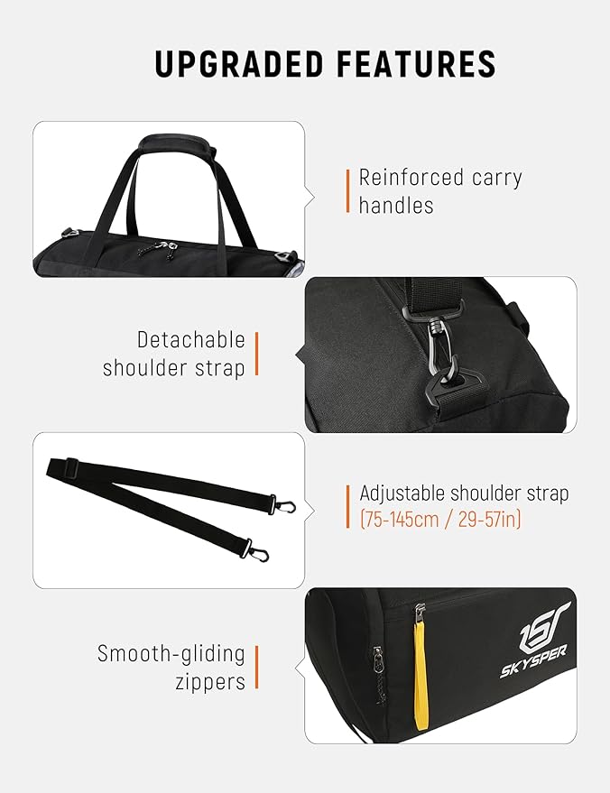 SKYSPER 30L Gym Duffel - Sports Bag Small with Wet Pocket for Sport, Travel, Fitness & Workout Men