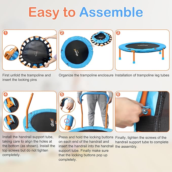 Ativafit 36inch Mini Toddler Trampoline for Kids Ages 2-6 Indoor Outdoor Folding Small Rebounder