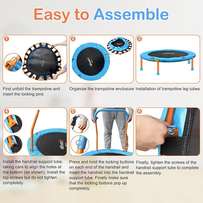 Ativafit 36inch Mini Toddler Trampoline for Kids Ages 2-6 Indoor Outdoor Folding Small Rebounder