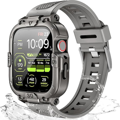 Dsytom Waterproof Case with Band Compatible for Apple Watch Band 46mm 45mm 44mm 42mm(S11/10) 41mm