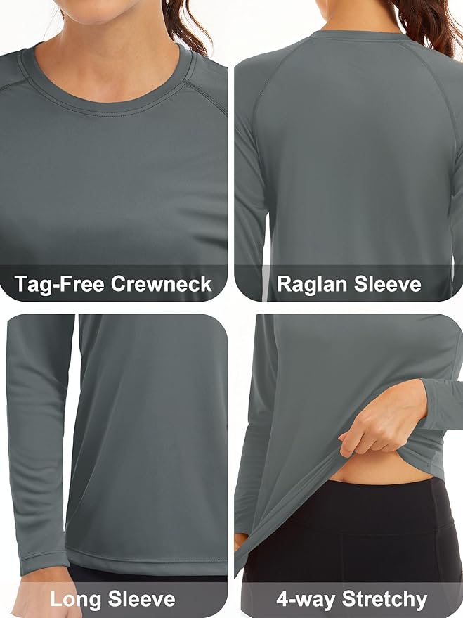 MAGCOMSEN Women's 2 Pack Long Sleeve Shirts UPF 50+ Sun Protection Quick Dry Swim Shirt for Rash