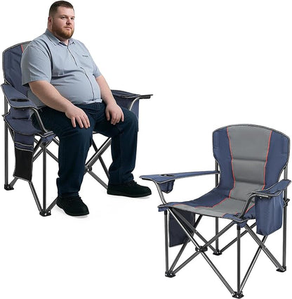2 Pack Heavy Duty Oversized Camping Chair for Adults 400lbs w/Lumbar Support - Folding Chairs with
