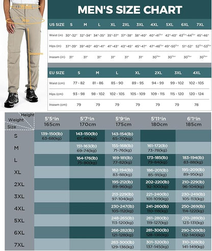 Wespornow Men's-Convertible-Hiking-Pants Quick Dry Lightweight Zip Off Breathable Cargo Pants for