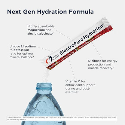 Designs for Health ElectroPure Hydration Packets, Watermelon Flavor - Electrolytes Powder with