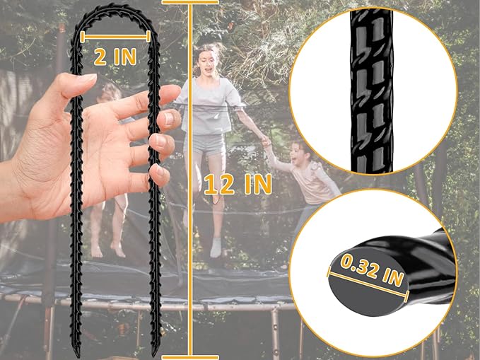 RIY Trampoline Stakes Anchors High Wind 12'' Ground Anchor Heavy Duty Tent Stakes Swing Set Anchors