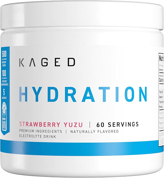 Kaged Hydration Electrolytes Powder | Strawberry Yuzu | Hydra-Charge Sports Drink Mix | Pre, Post