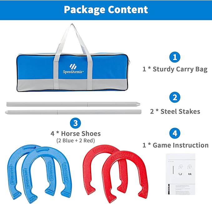 Horseshoes Outside Game Set - Universal Size Lawn Horseshoes Outdoor Games for Parties Beach