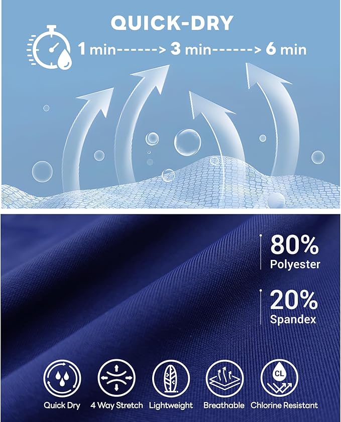HUGE SPORTS Men's Rash Guard Swim Shorts Compression Swimming Jammer Cool Dry Active Swimsuit