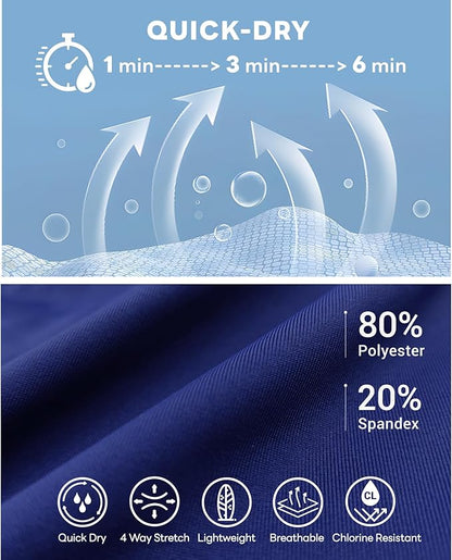 HUGE SPORTS Men's Rash Guard Swim Shorts Compression Swimming Jammer Cool Dry Active Swimsuit