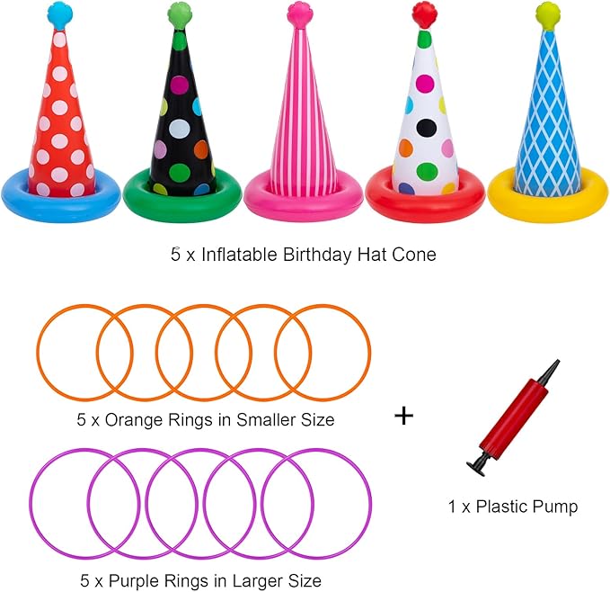 Inflatable Ring Toss Game, Birthday Party Games Ring Toss Game for Kids Adults Birthday Party