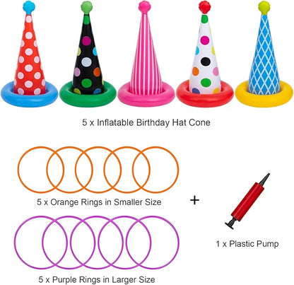 Inflatable Ring Toss Game, Birthday Party Games Ring Toss Game for Kids Adults Birthday Party