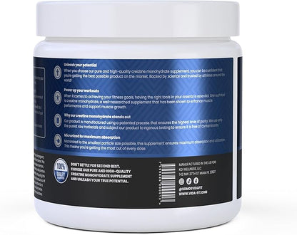 Micronized Creatine Monohydrate Powder, Vegan Creatine Powder Unflavoured, Supplements for Men
