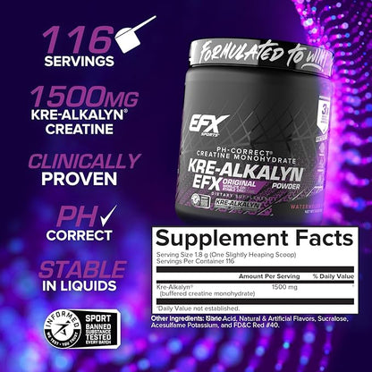 EFX Sports Kre-Alkalyn EFX Powder | pH Correct Creatine Monohydrate Powder Supplement | Strength