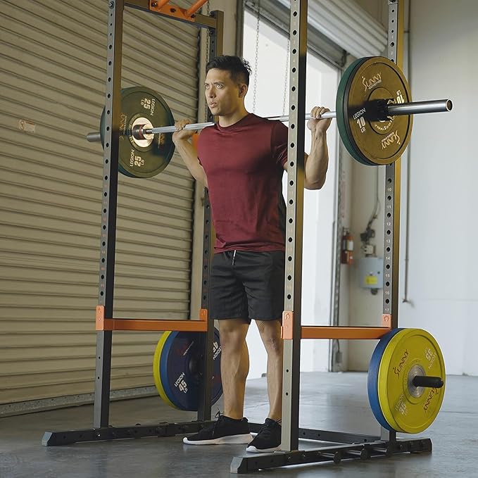 Sunny Health & Fitness Power Zone Strength Rack Power Cage - 1000 LB Weight Capacity, Spotter Bar