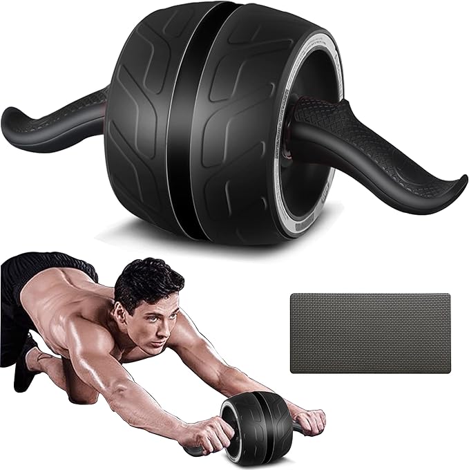 AB Wheel Roller with Resistance Spring, Automatic Rebound Exercise Abdominal Ultra-Wide Wheels