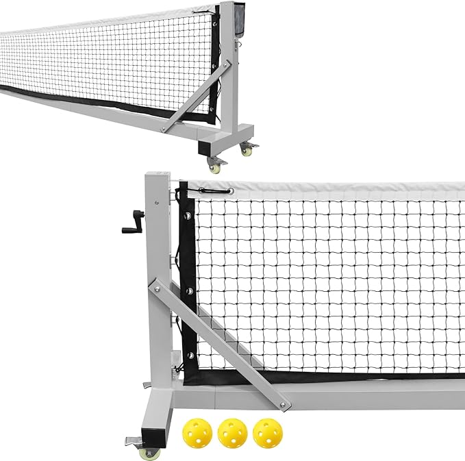 Pro Pickleball Net Portable with Wheels – 22ft Heavy Duty Pickleball Net System with Sturdy