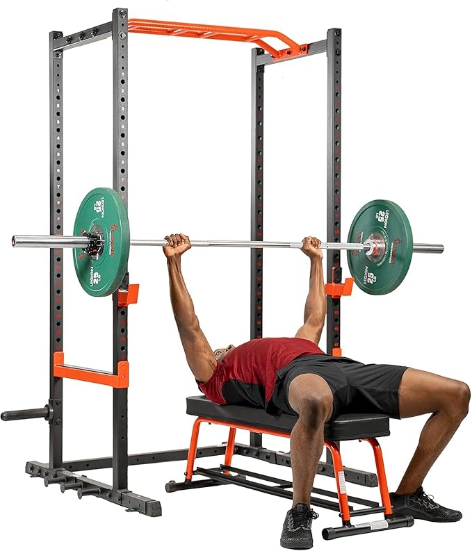 Sunny Health & Fitness Power Zone Strength Rack Power Cage - 1000 LB Weight Capacity, Spotter Bar