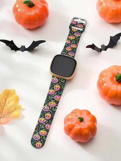 Watbro Halloween Holiday Band Compatible with Fitbit Versa 3 / Sense/Fitbit Versa 4 / Sense 2 Bands