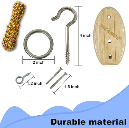 Hook and Ring Toss Game Swing Game DIY Kit -Stainless Steel Ring, Polyester Rope and Hardware