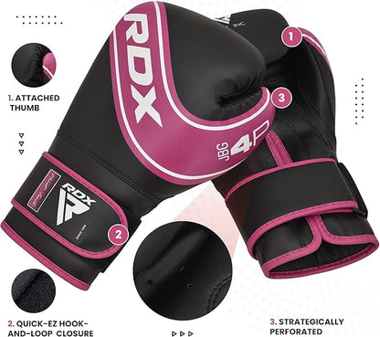 RDX Kids Boxing Gloves, 6oz 4oz Junior Training Mitts, Maya Hide Leather Ventilated Palm, Muay Thai