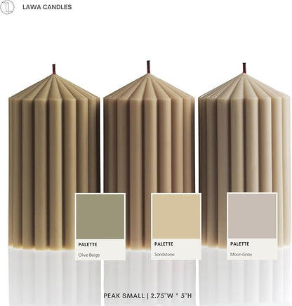 LAWA Ribbed Peak Pillar Candle - Large Beautiful Handmade Pillar Scented Soy Wax Candle Elegant