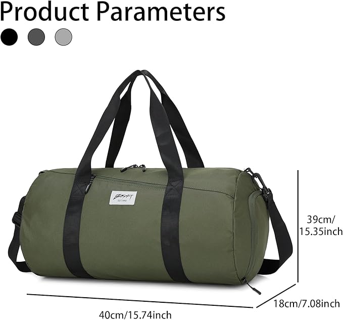 BE SMART Waterproof Mens Gym Bag with Shoe Compartment, Duffle Bag with Wet Pocket for Men