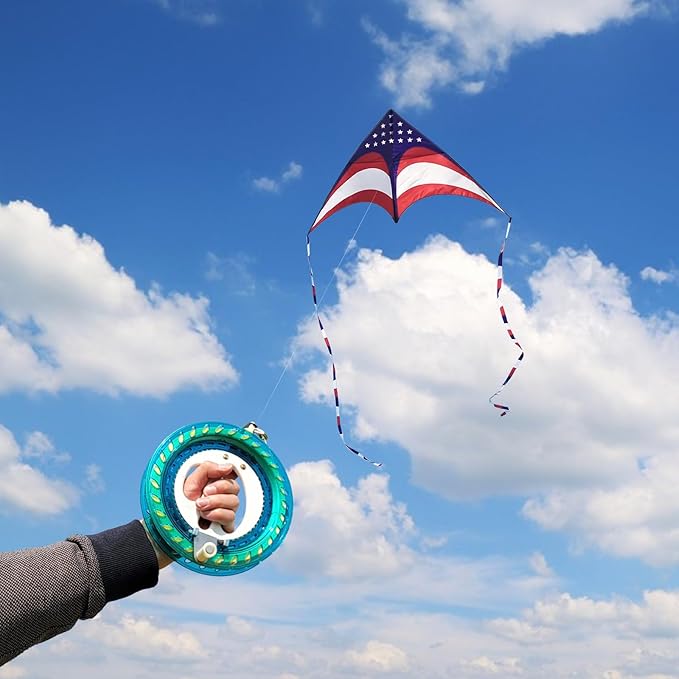 Mint's Colorful Life 60'' Delta Kite With 7.1in Reel Winder, Easy Flying & String Spool for Kids &