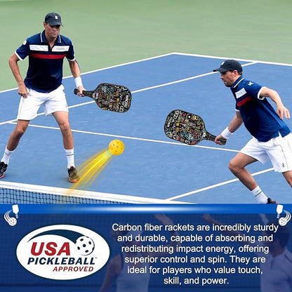 Carbon Fiber Pickleball Paddles Set of 4 or 2 Rackets,USAPA Approved Carbon Fiber Surface Pickle