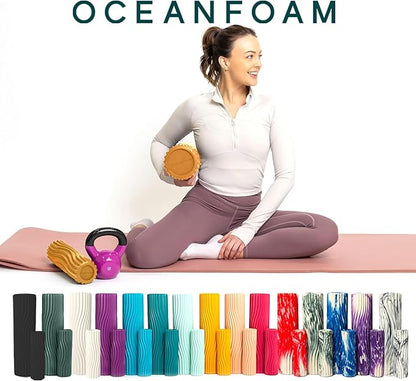 Oceanfoam Ripple Travel Foam Roller (11" x 3.35") Firm Mini Foam Roller for Physical Therapy, Deep