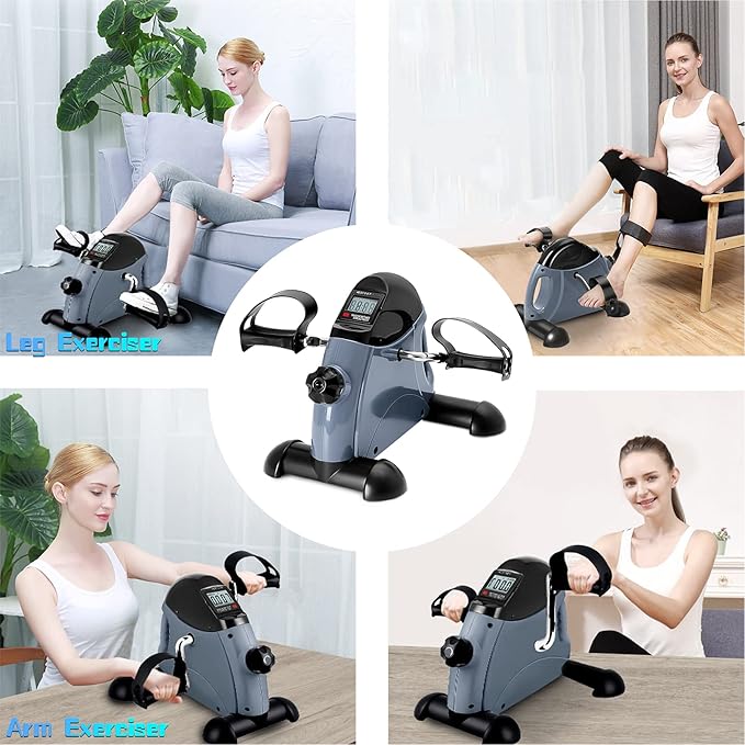 Mini Exercise Bike, himaly Under Desk Bike Pedal Exerciser Portable Foot Cycle Arm & Leg Peddler