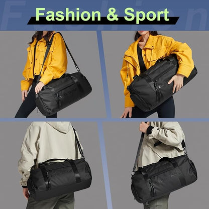 Small Gym Bag Duffel Bag for Men Women with Shoe Compartment Ideal for Sports,Travel,and Overnight