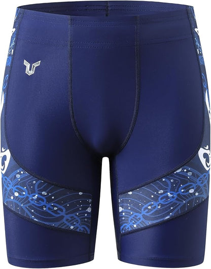 HUGE SPORTS Men's Rash Guard Swim Shorts Compression Swimming Jammer Cool Dry Active Swimsuit