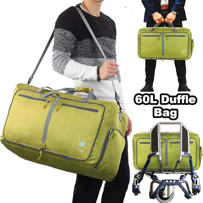 Bago Foldable Duffel Bags for Traveling Women & Men - 60L Medium Packable Duffle Bag for Travel