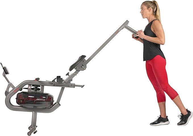 Sunny Health & Fitness Elite Water Rowing Machine with High Dynamic Resistance Vertical Tank