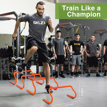 Agility Ladder Training Equipment Set - Agility Ladder(12 Rungs/20ft), 4 Speed Hurdles, 12 Training