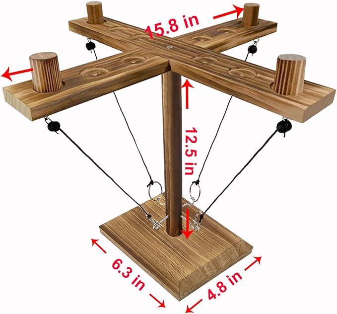 Hook Toss Game, Ring Toss Game, Handmade Wooden Ladder, Throwing Hook and Ring Battle Game for