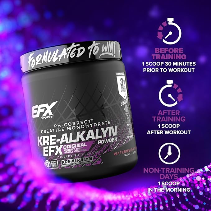 EFX Sports Kre-Alkalyn EFX Powder | pH Correct Creatine Monohydrate Powder Supplement | Strength